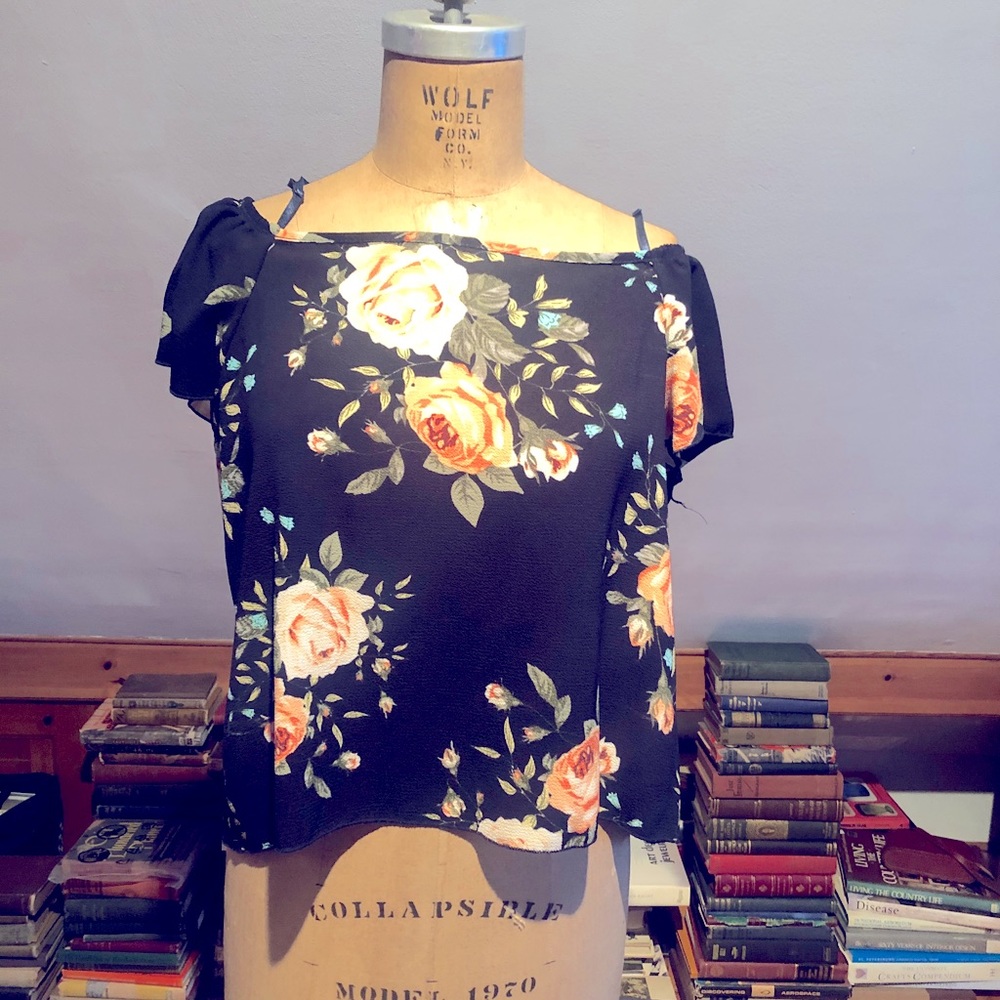 Navy Blue Crop Top Blouse